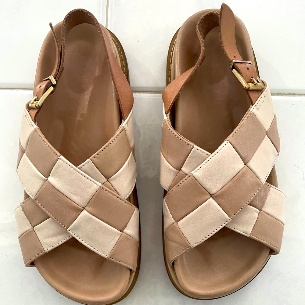 ALOHAS Beige and Cream Woven Sandals